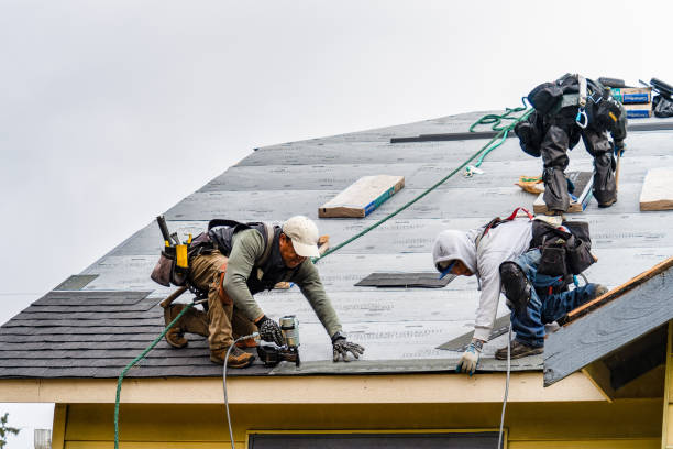 Professional Gutter Installation technician working in Boothbay Harbor, ME